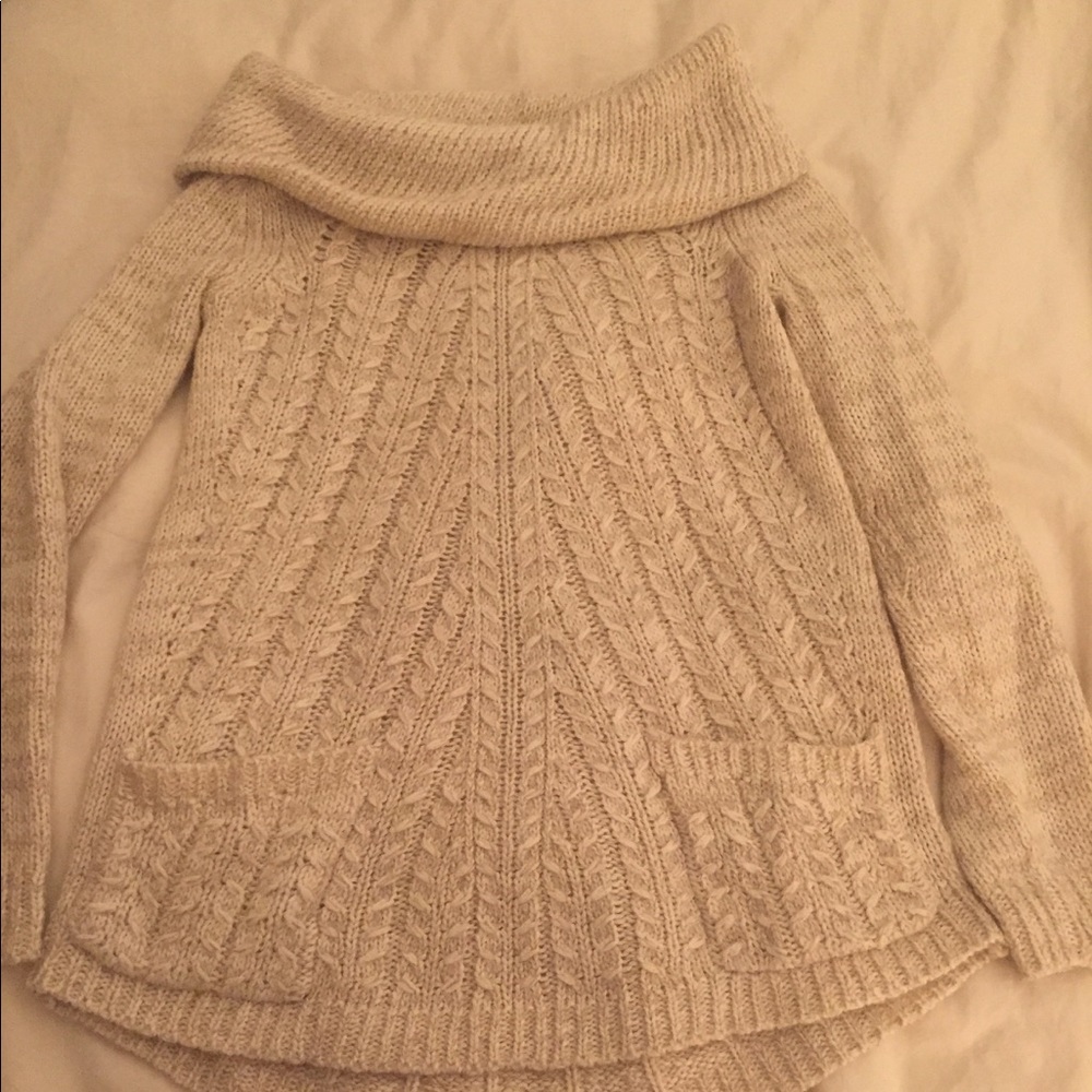 Anthropologie Cowl Neck Cable Knit Sweater